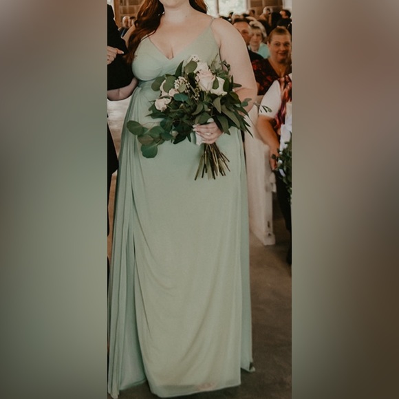 Azazie Evalin Bridesmaid Dress in color dusty sage - Picture 4 of 8